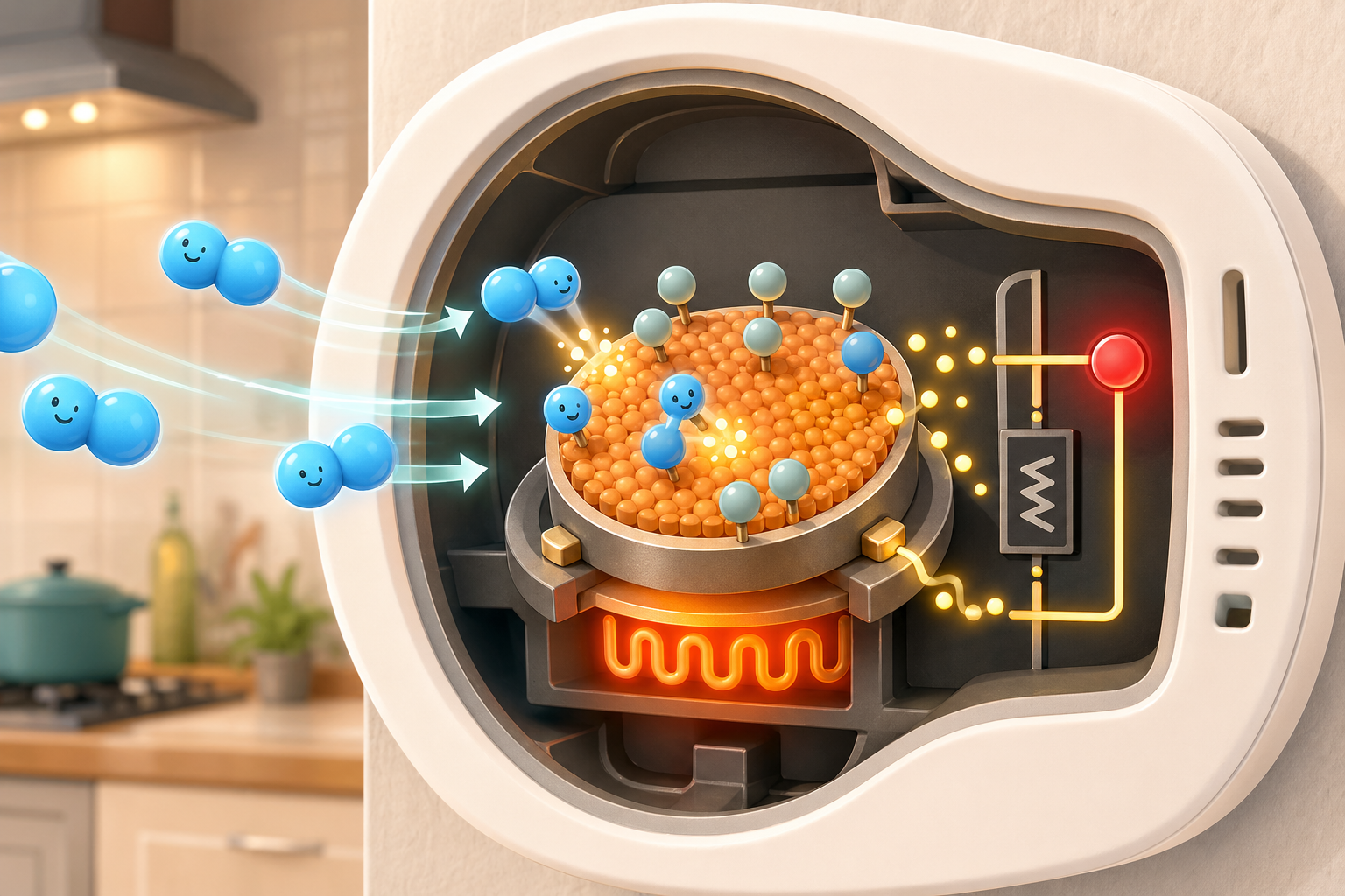 金属氧化物半导体传感器卡通剖面图